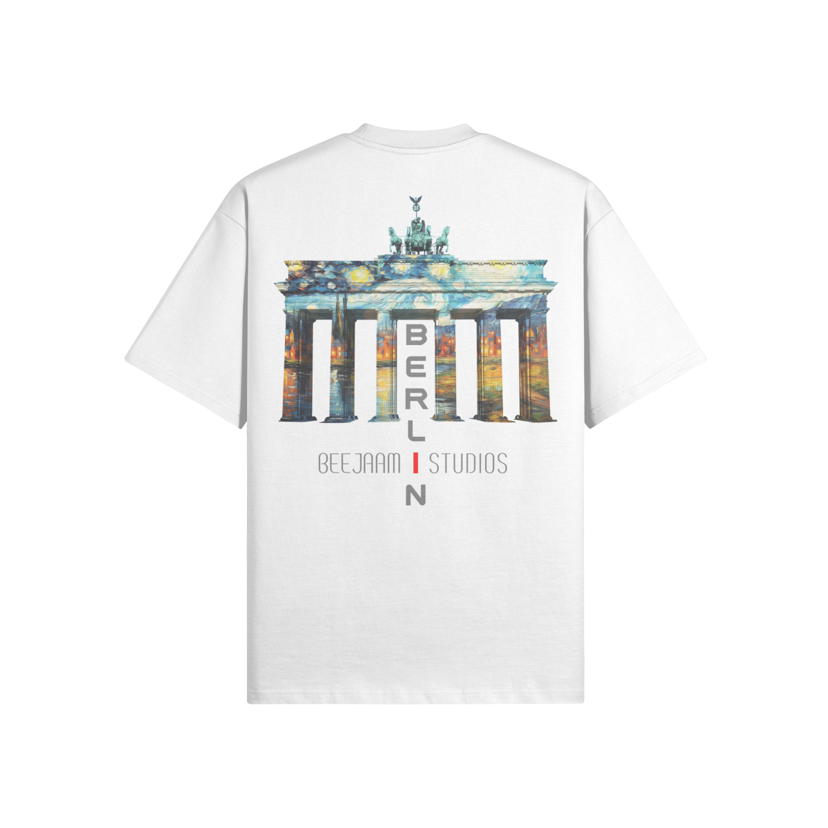 N°7003 | LES LUMIÈRES DE LA PORTE DE BRANDENBOURG | T-SHIRT SURDIMENSIONNÉ | UNISEXE | ÉDITION LIMITÉE